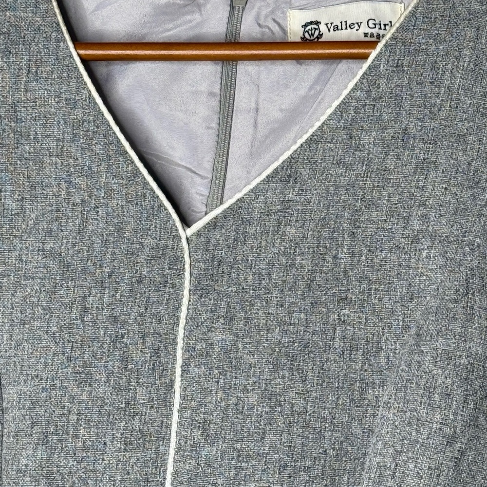 Valleygirl Gray Peplum Blouse with piping Trim - Picture 3 of 11